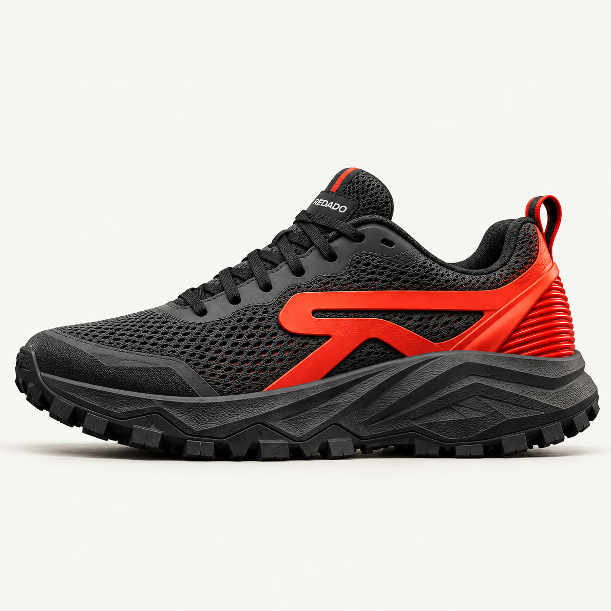 Illustrative side-profile Redado Trail 01 in Graphite / Ember.