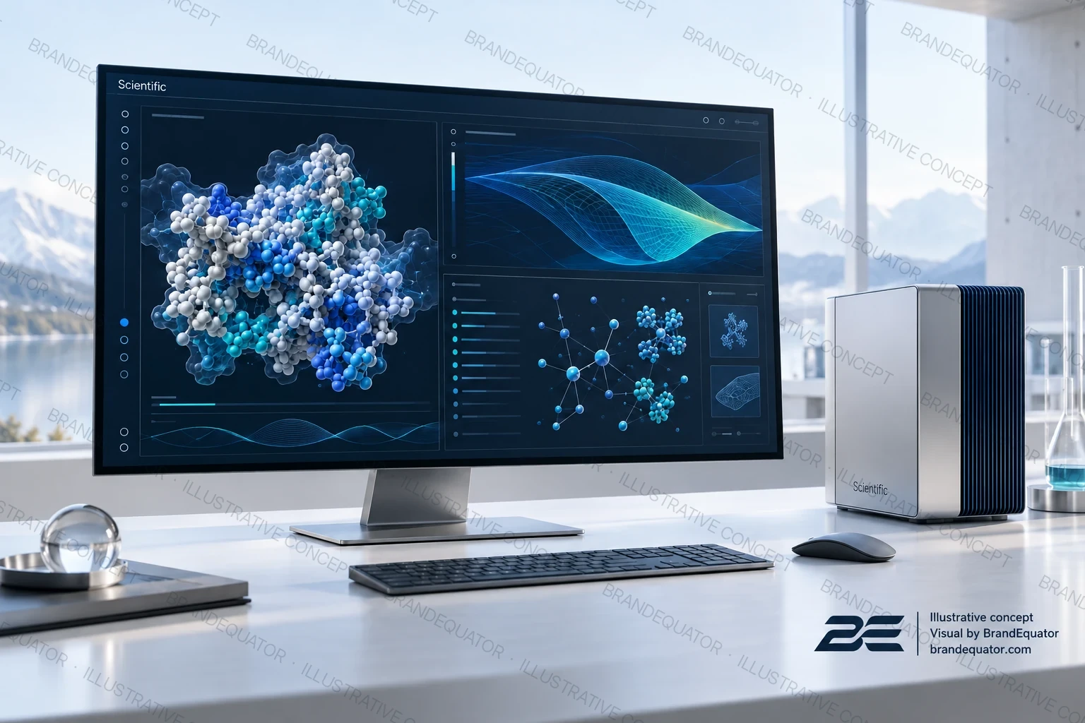 Scientific computational research workspace showing knowledge connections and simulation models