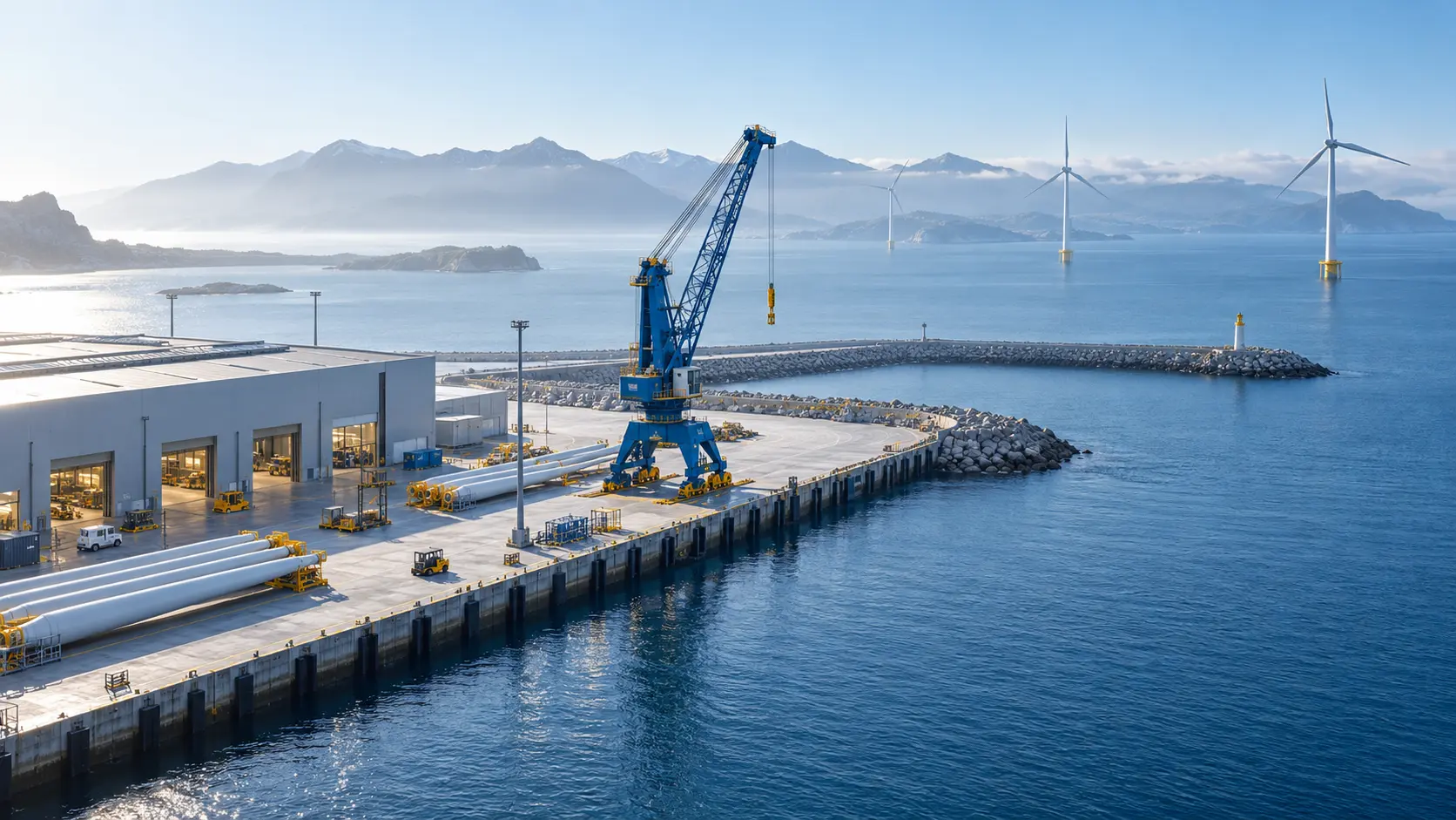 Coastal industrial assets and offshore wind turbines