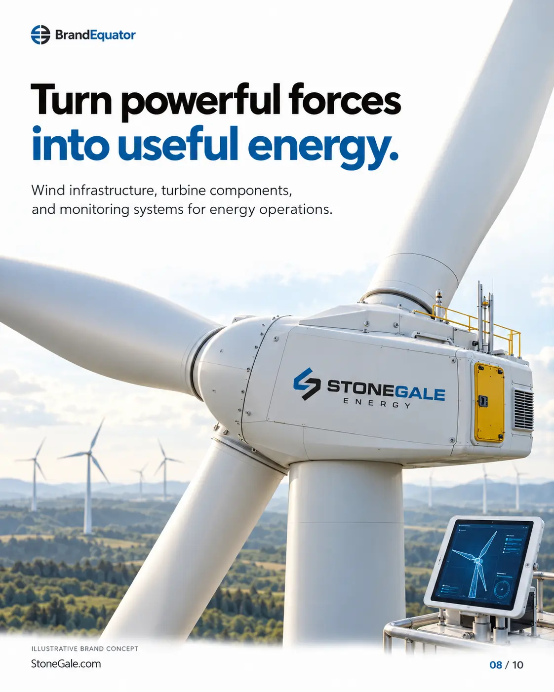StoneGale-branded wind turbine and monitoring equipment