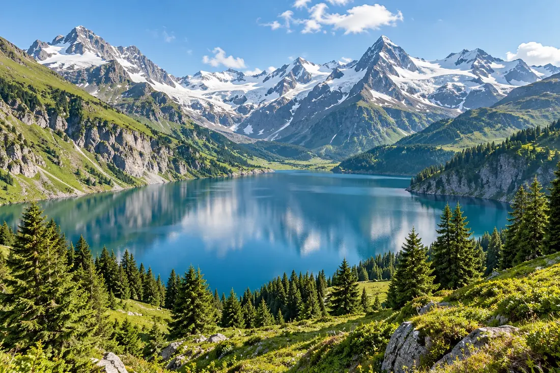 Alpine lake and mountains